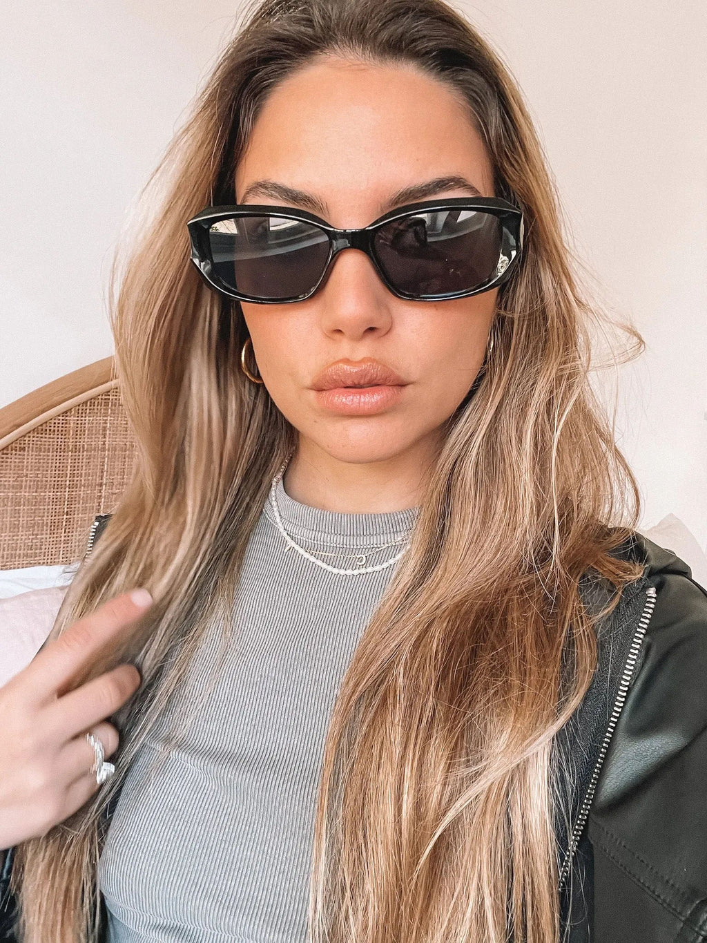 Amelia Black Sunglasses | Women's Rectangular Sunglasses