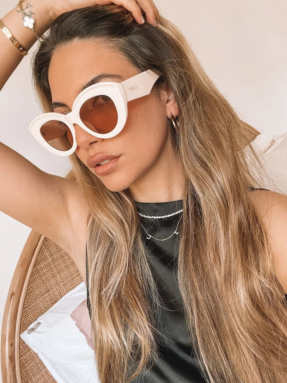 Banks Beige Sunglasses | Women's Oversized Cat Eye Sunglasses