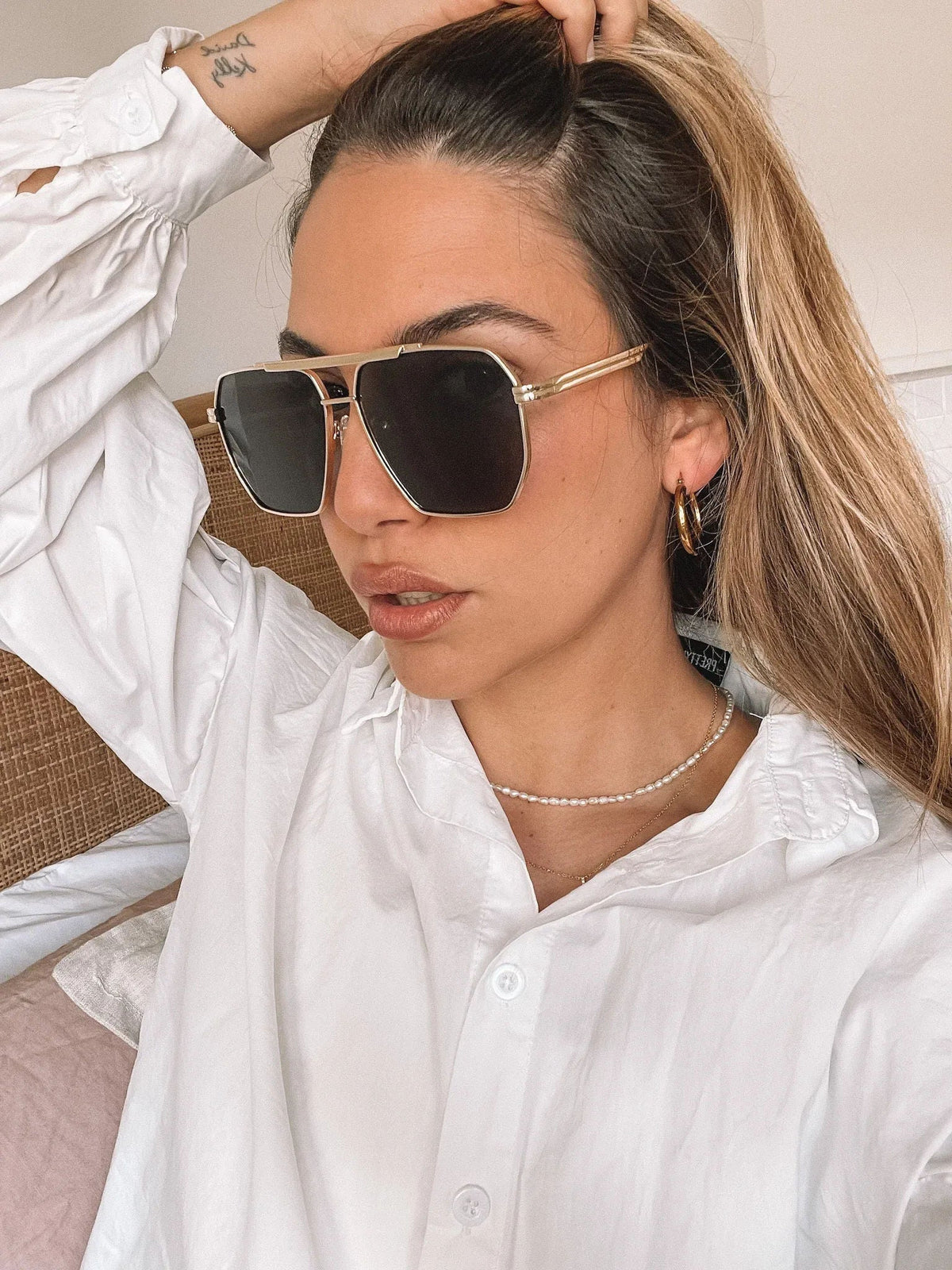 Jamie Gold Sunglasses | Women's Slim Metal Frame Sunglasses