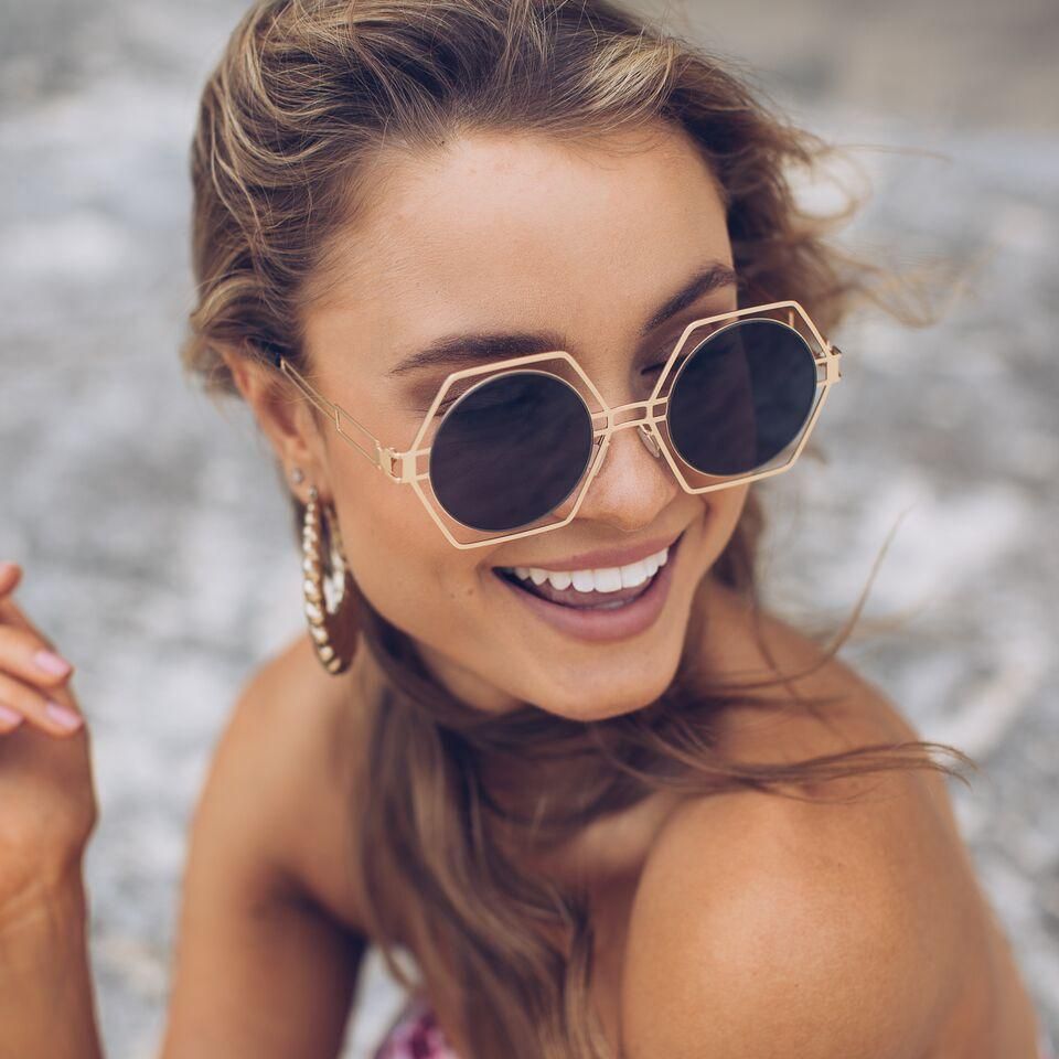 Catalina Black Sunglasses | Women's Gold Frame Sunglasses