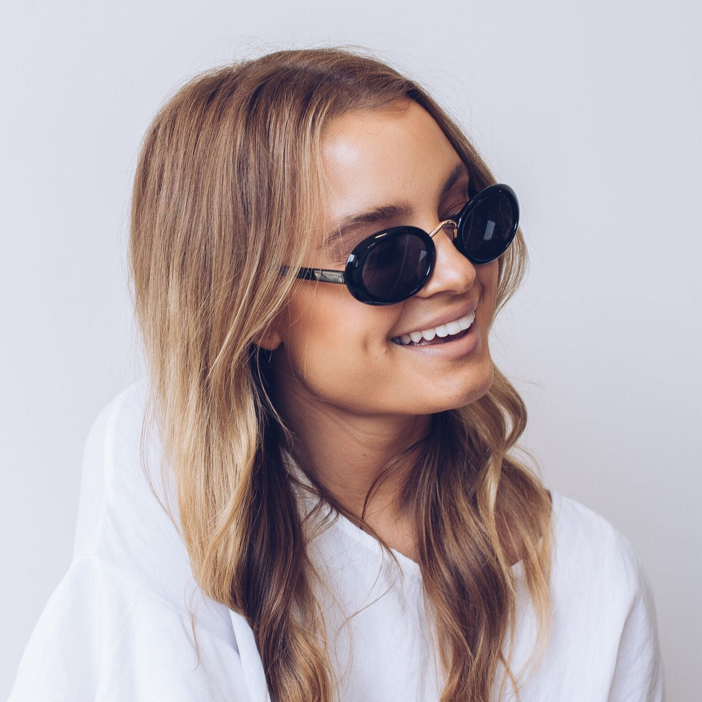 Delray Black Sunglasses | Women's Gold Frame Sunglasses