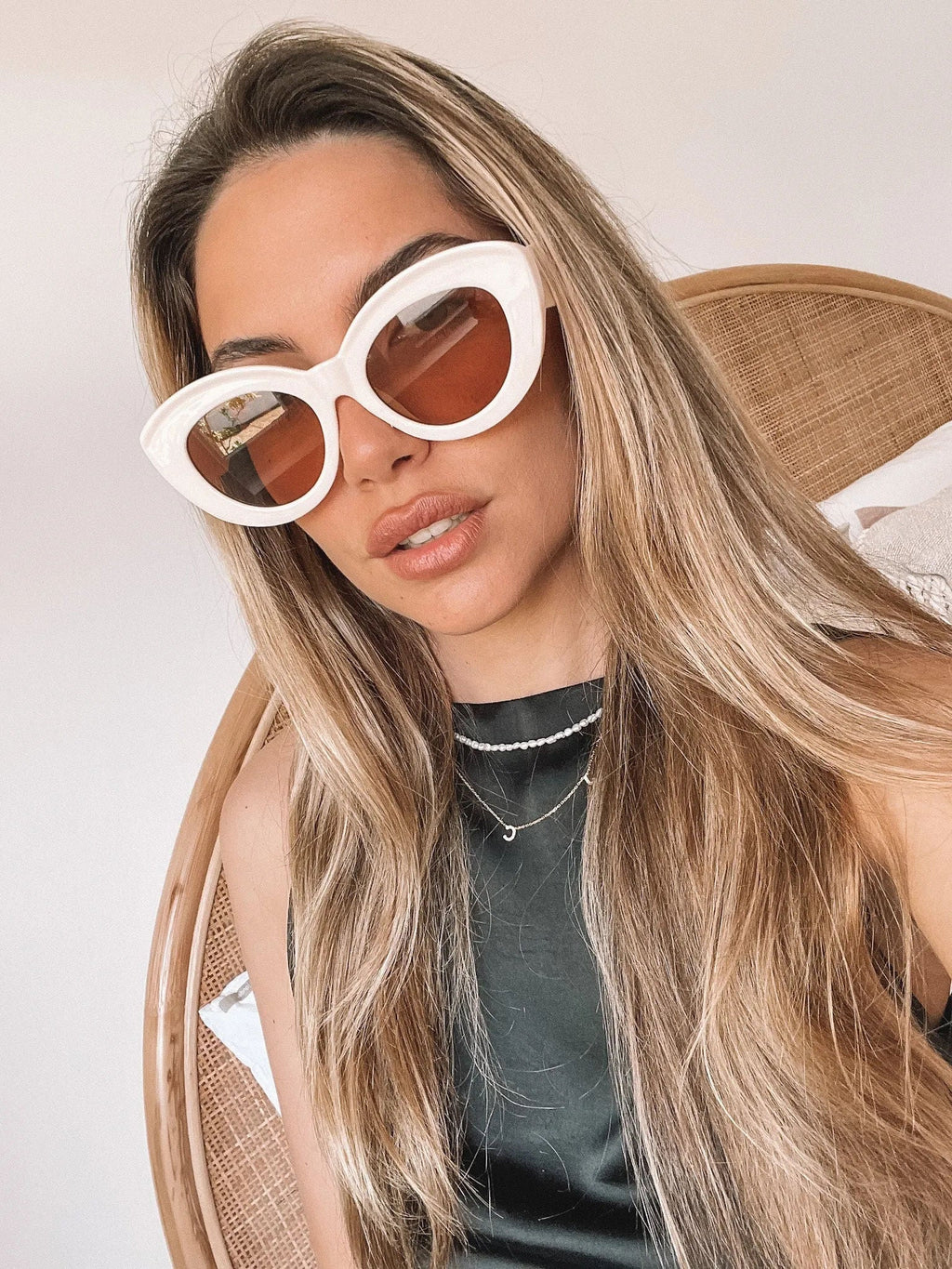 Banks Beige Sunglasses | Women's Oversized Cat Eye Sunglasses