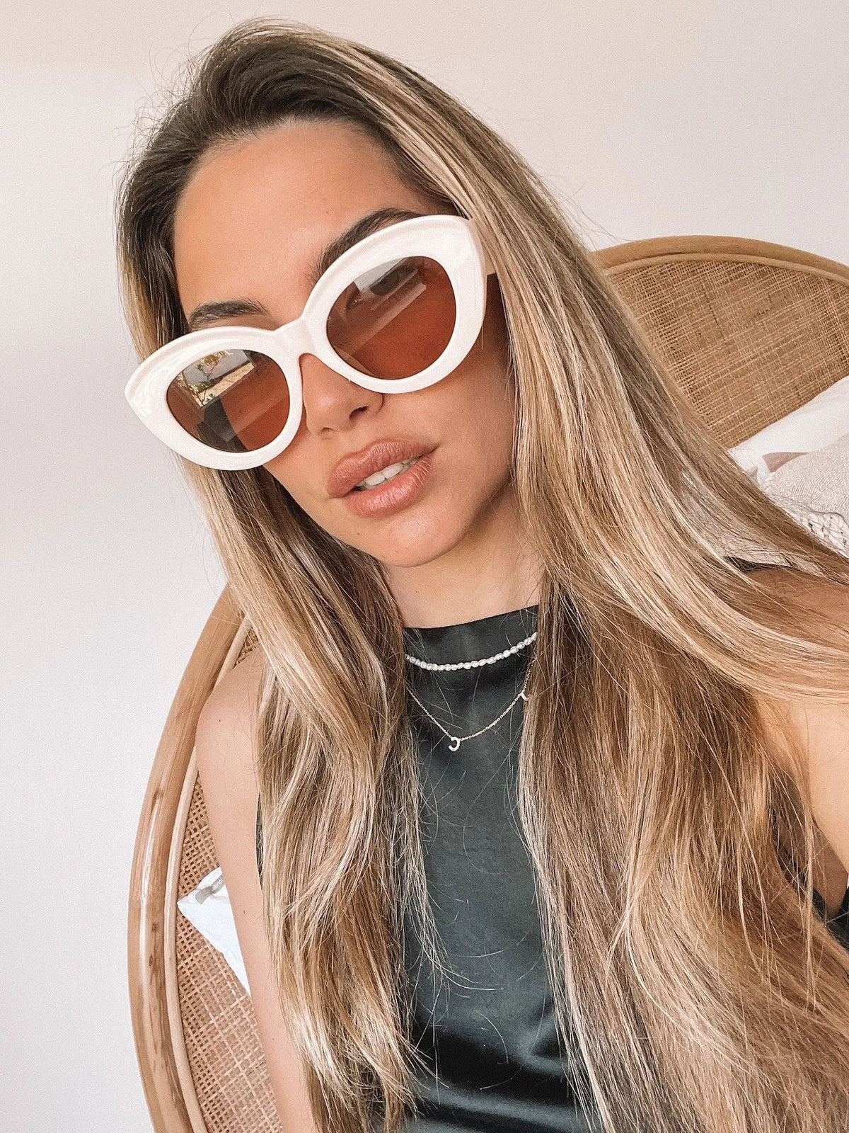 Banks Beige Sunglasses | Women's Oversized Cat Eye Sunglasses