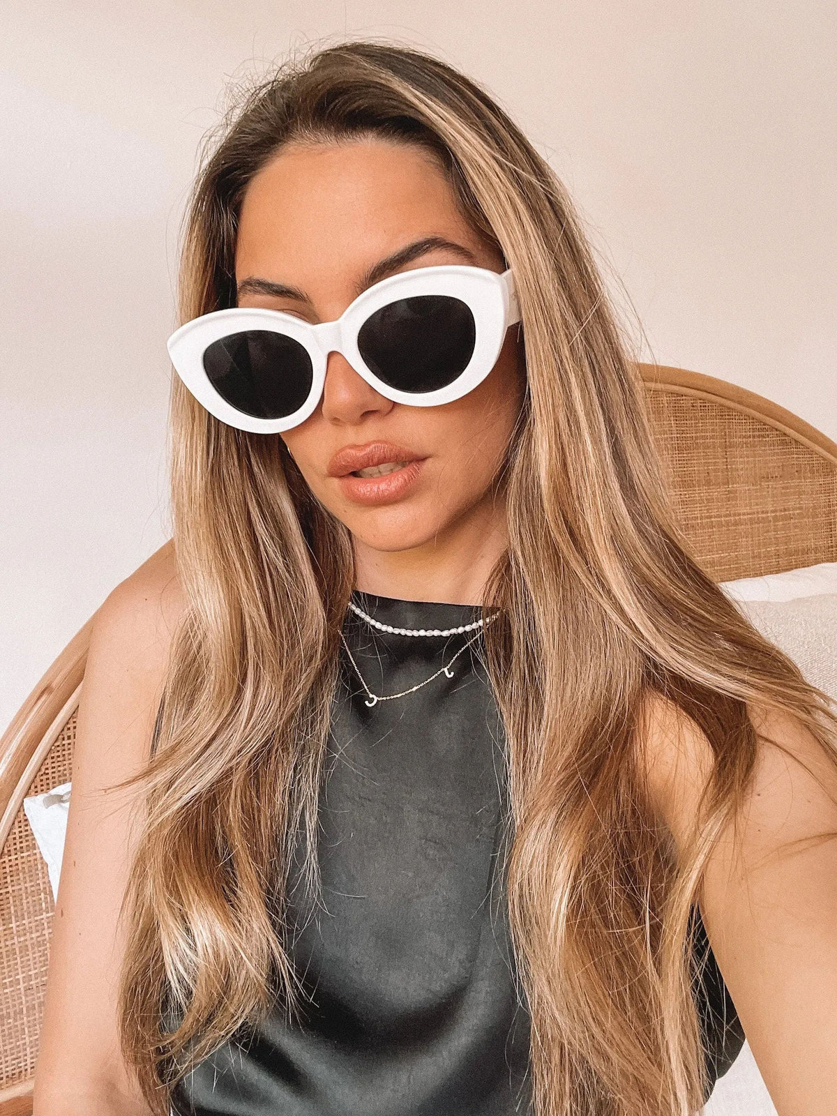 Banks White Sunglasses | Women's Oversized Cat Eye Sunglasses