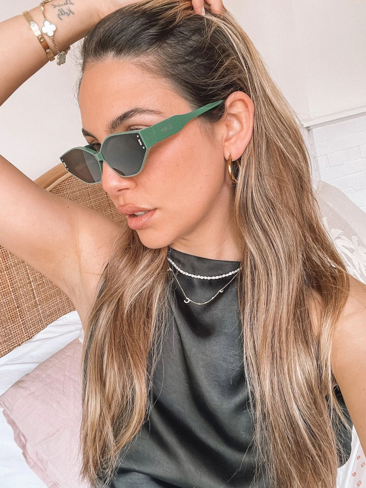Arrow Green Sunglasses | Women's Geometric Sunglasses