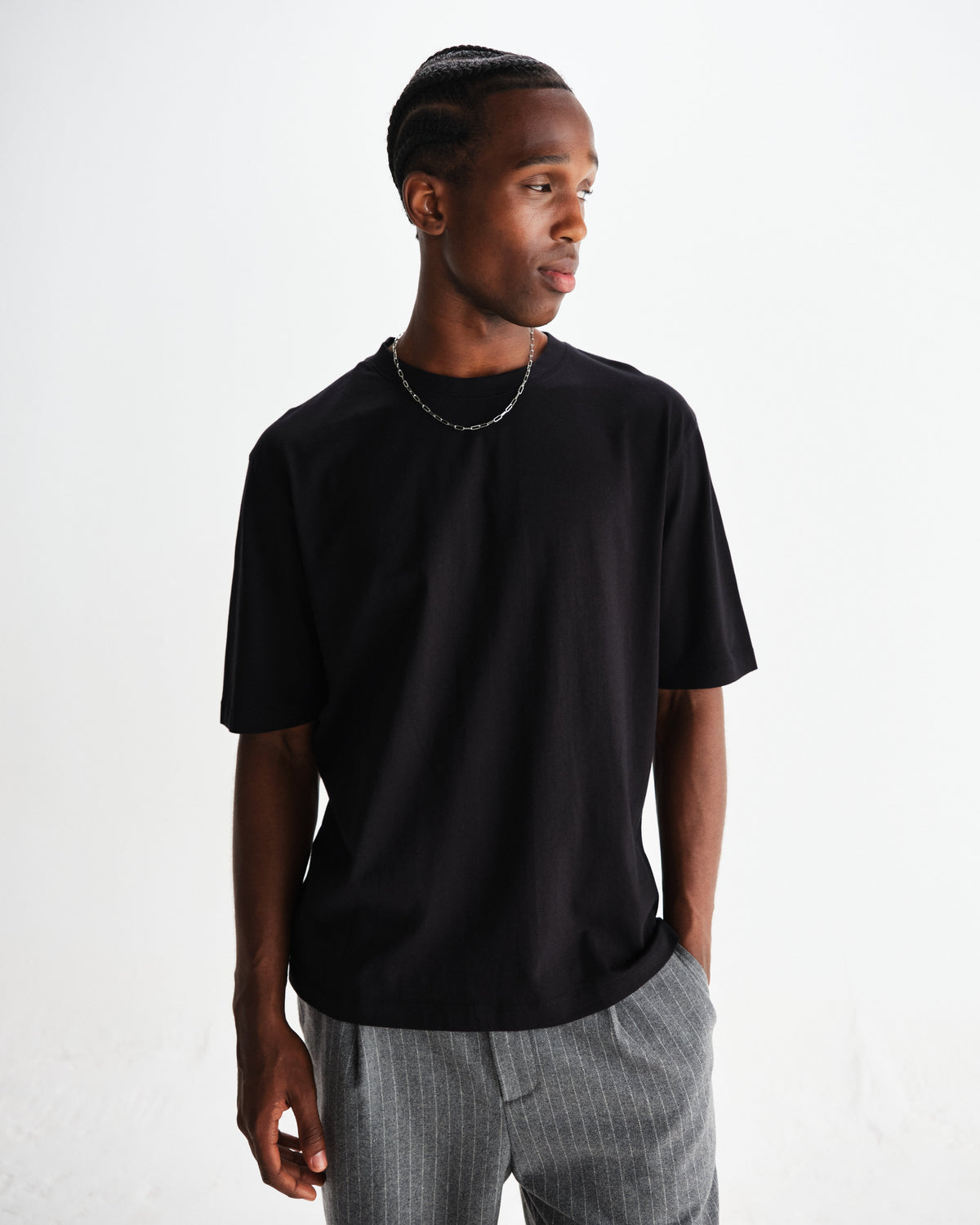 Milton - Black Organic Compact Cotton T-Shirt