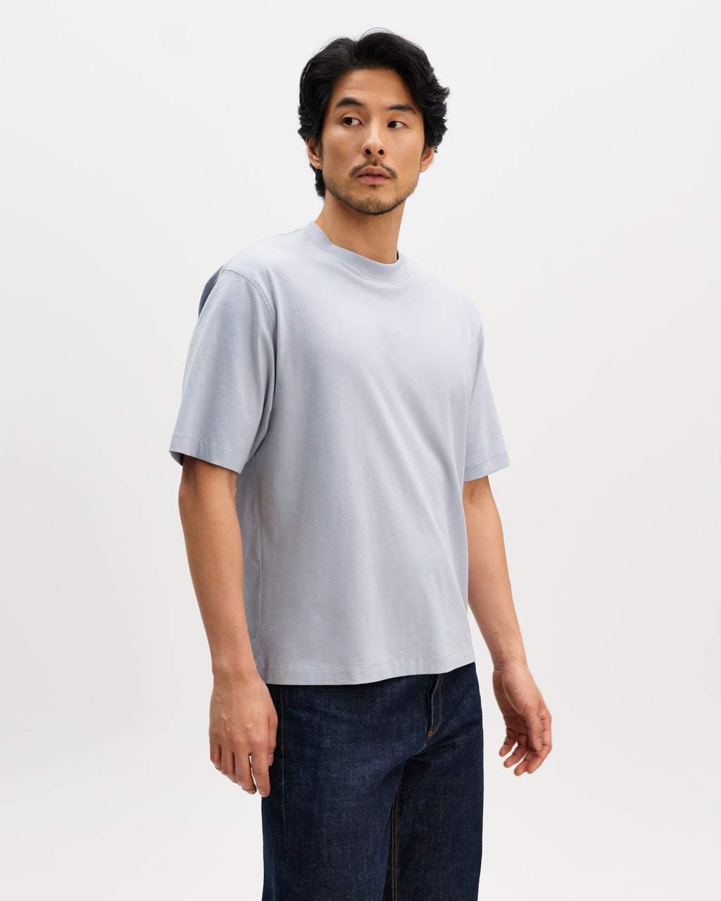 Milton - Light Blue Organic Compact Cotton T-Shirt