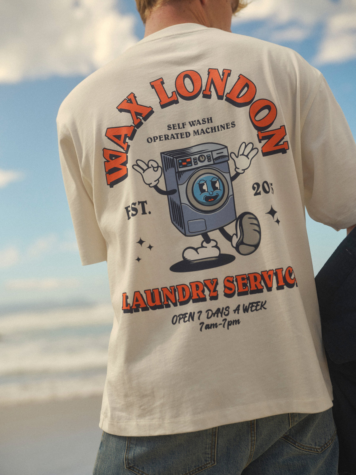 Milton - Off White Organic Cotton Laundry Graphic T-Shirt