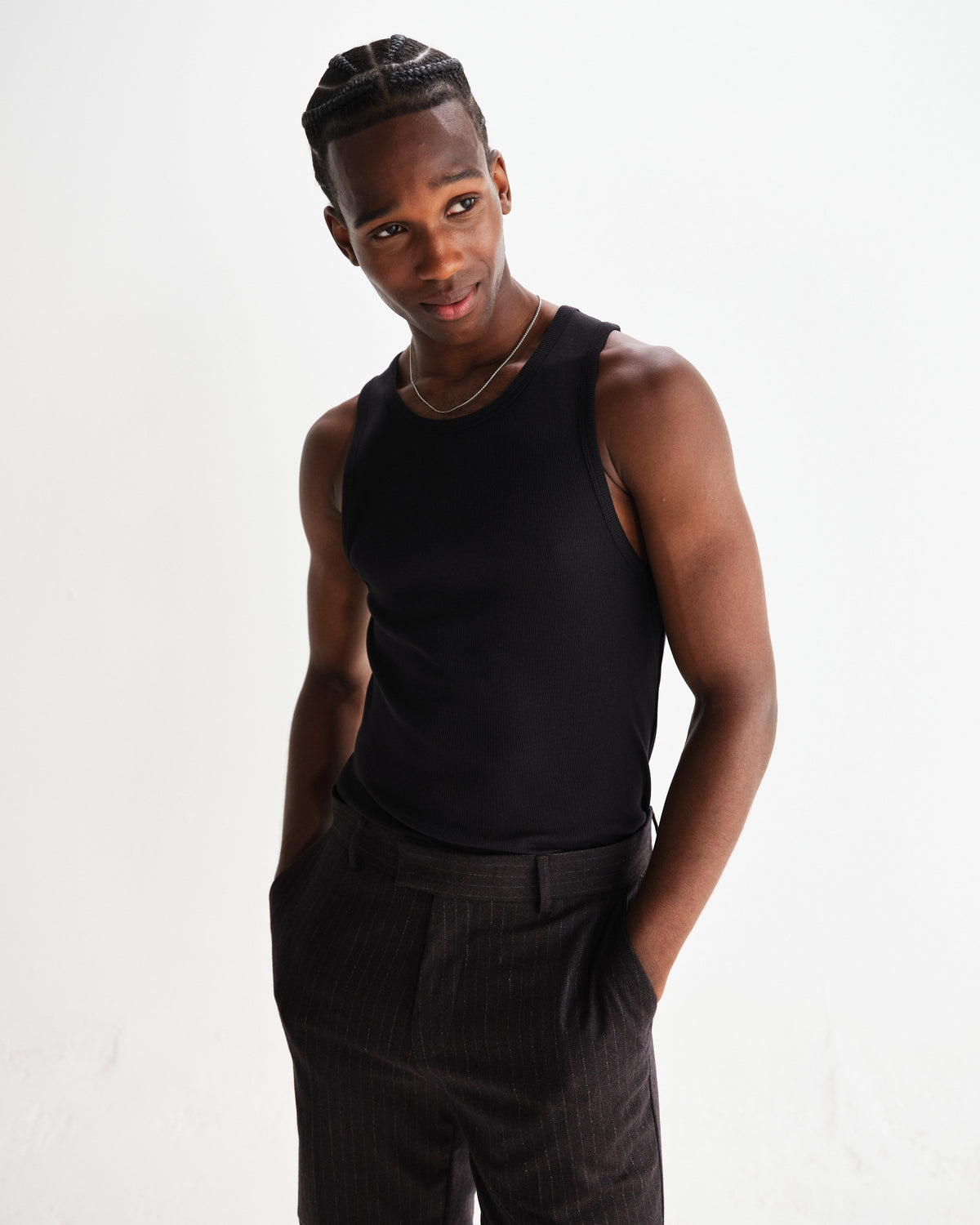 Montague - Black Ribbed Organic Cotton Vest