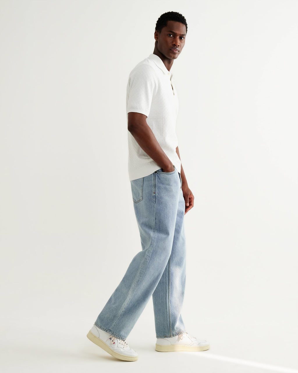 Naples - Ecru Retro Diamond Knitted Polo