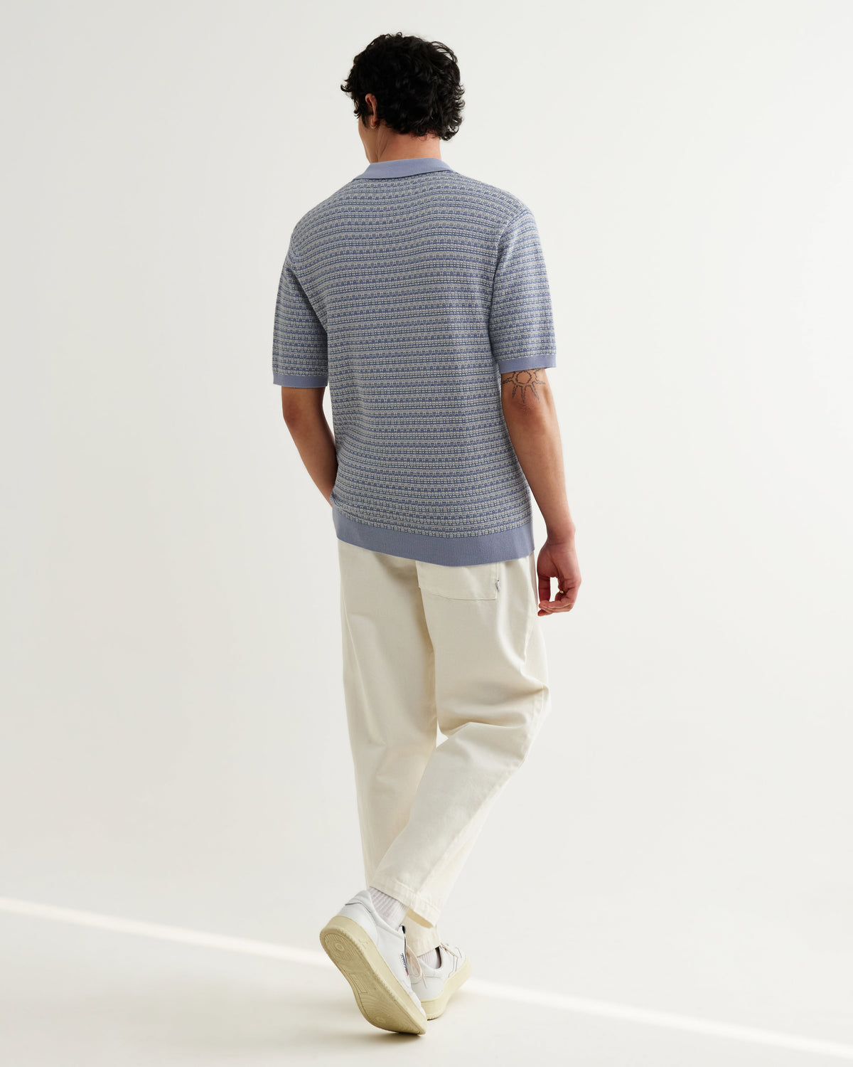 Naples - Light Blue Mini Geometric Knitted Polo