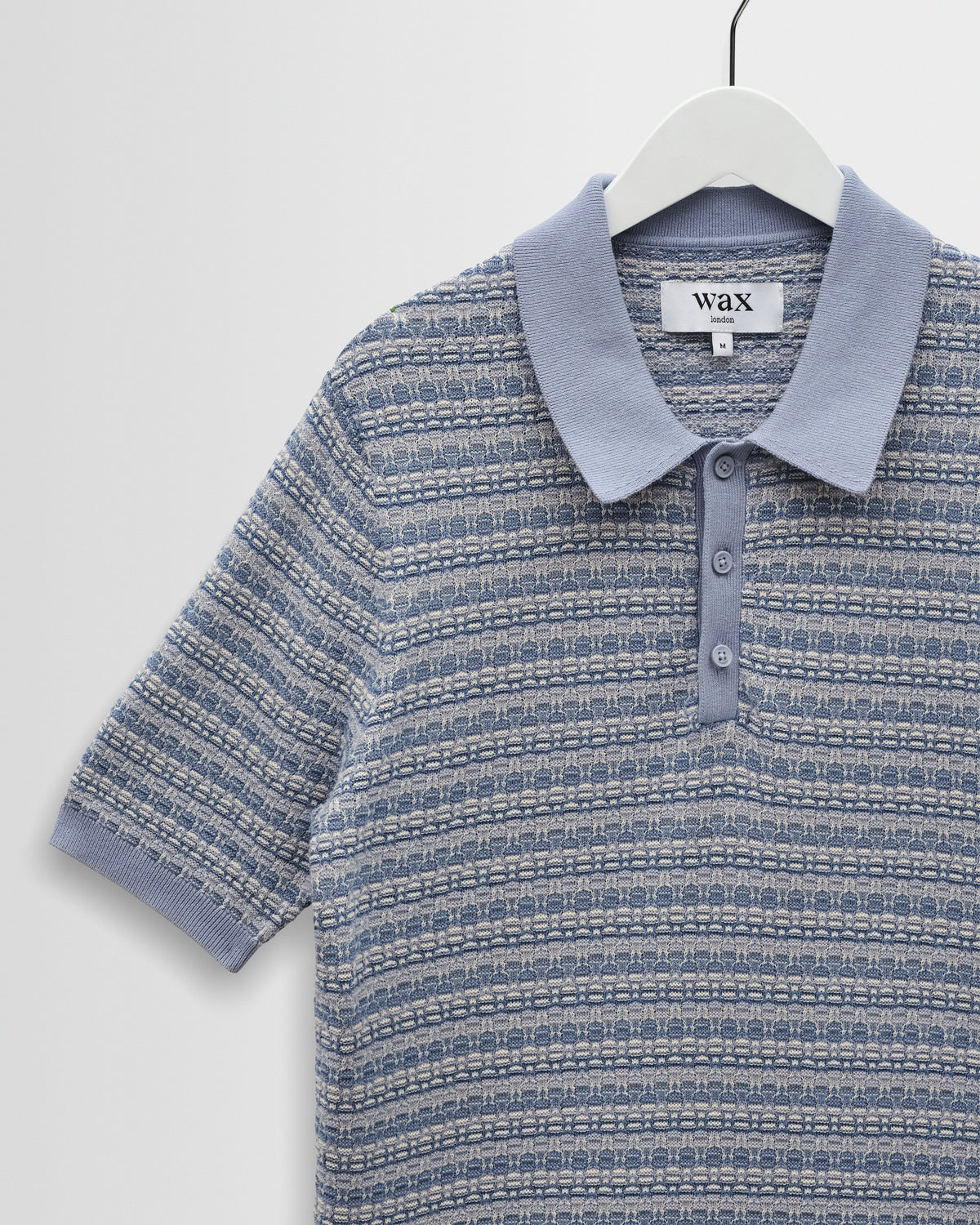 Naples - Light Blue Mini Geometric Knitted Polo