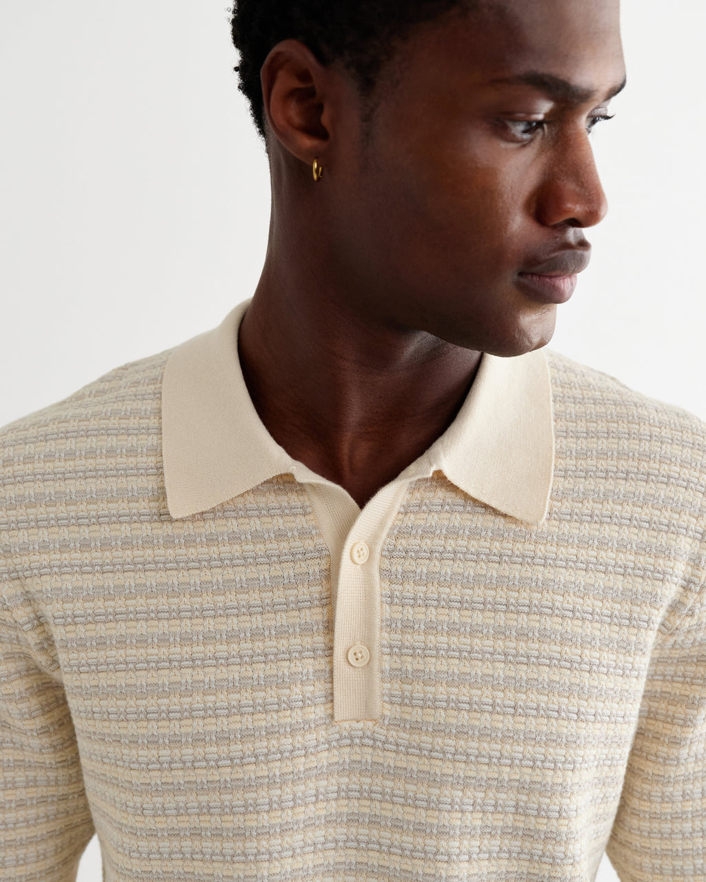 Naples - Natural Mini Geometric Knitted Polo