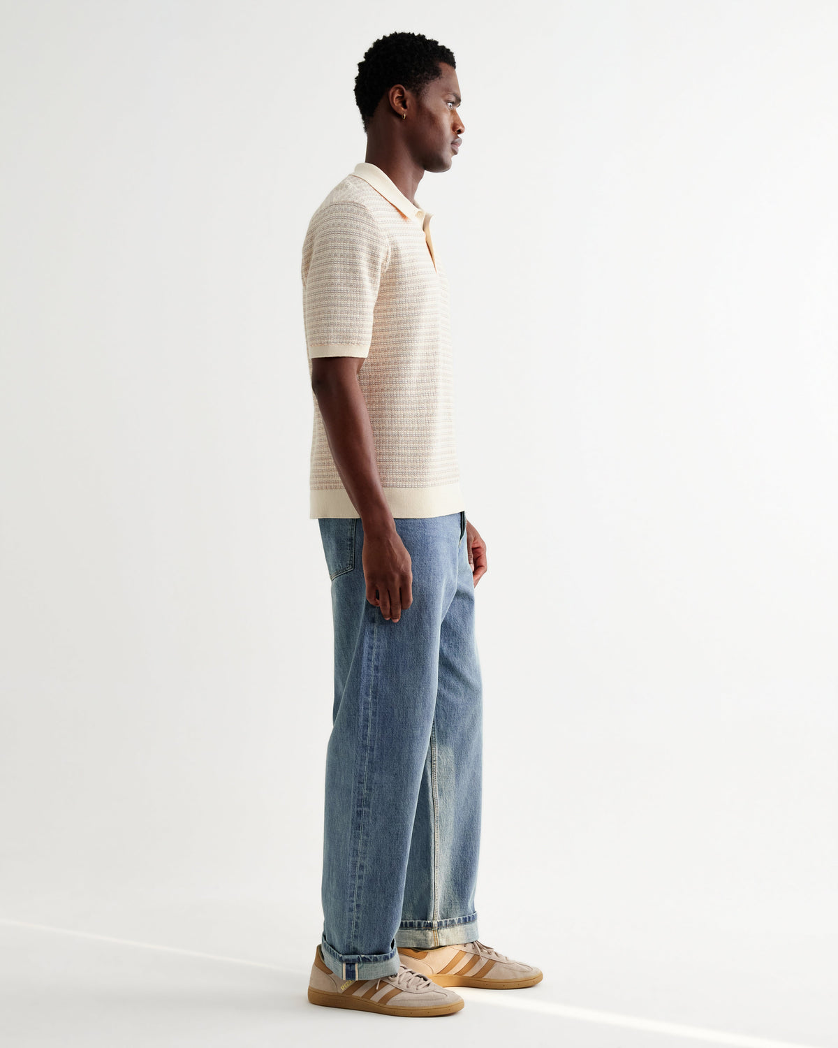 Naples - Natural Mini Geometric Knitted Polo