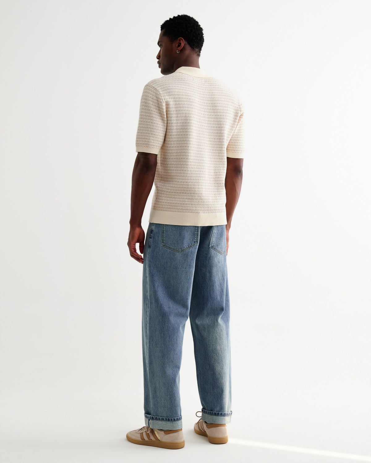 Naples - Natural Mini Geometric Knitted Polo