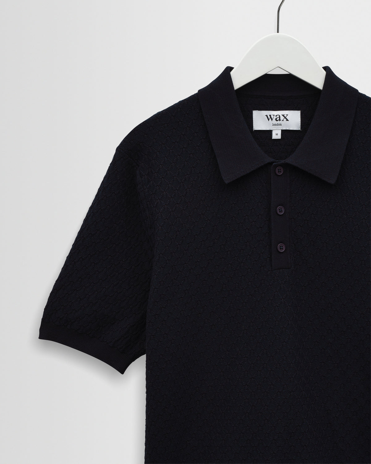 Naples - Navy Retro Diamond Knitted Polo