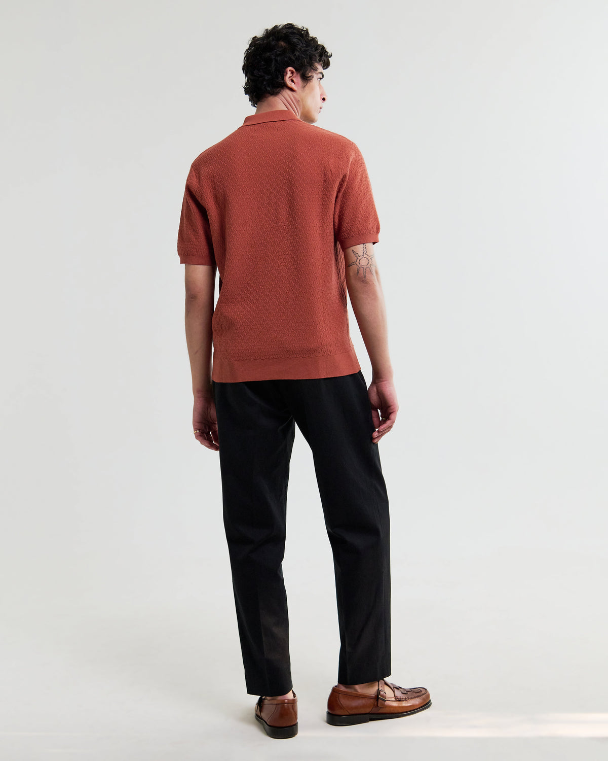 Naples - Rust Retro Diamond Knitted Polo