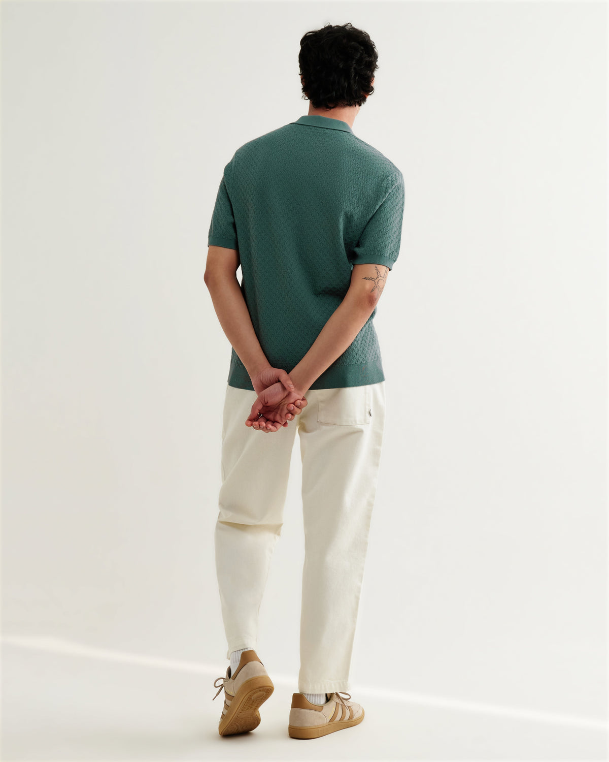 Naples - Sea Green Retro Diamond Knitted Polo