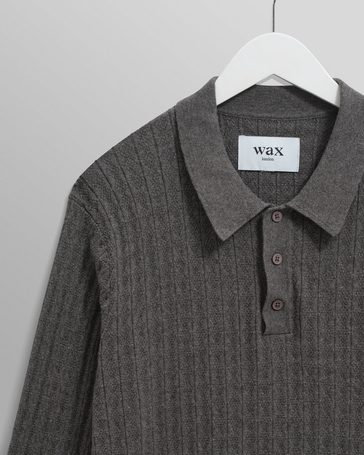 Oban - Grey Marl Diamond Stripe Knitted Polo