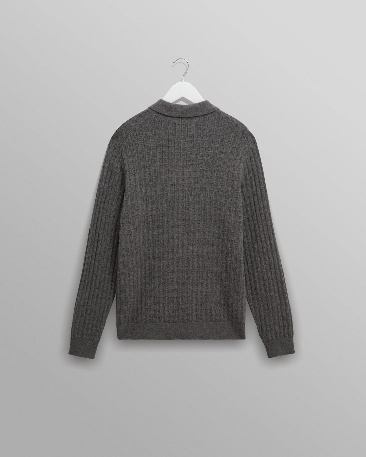 Oban - Grey Marl Diamond Stripe Knitted Polo