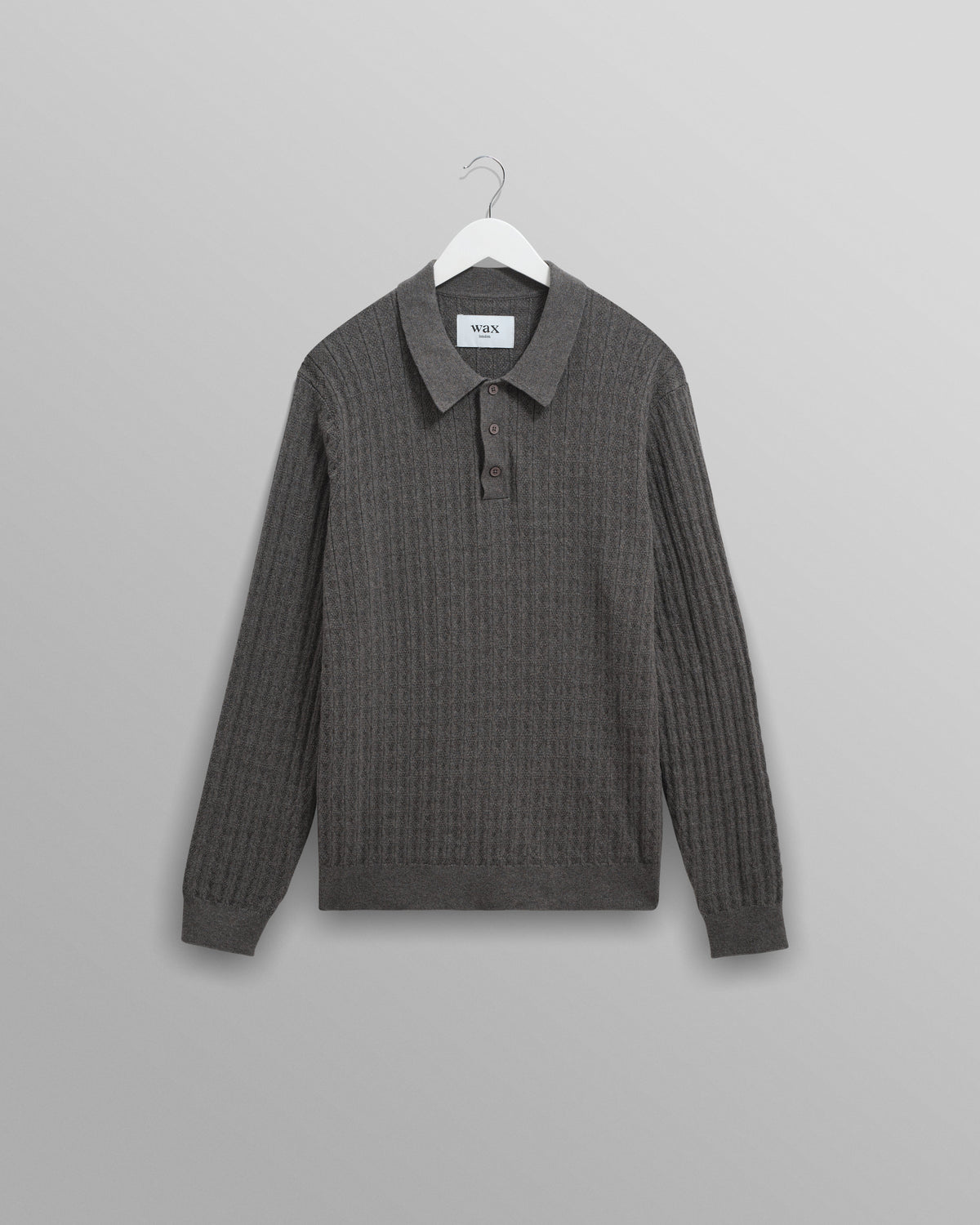 Oban - Grey Marl Diamond Stripe Knitted Polo