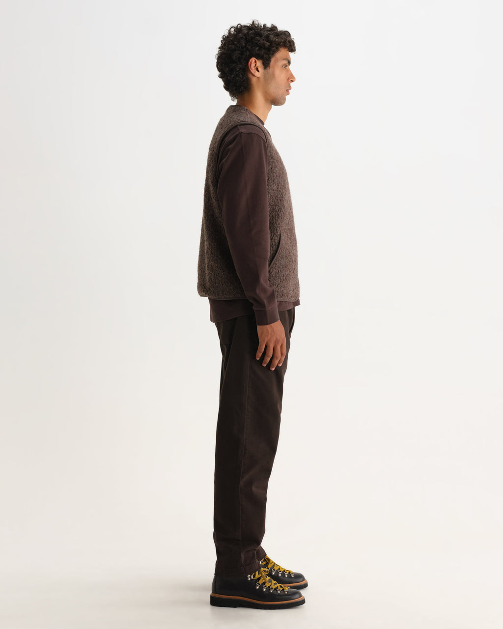 Ossian - Dusty Brown Boucle Wool Gilet