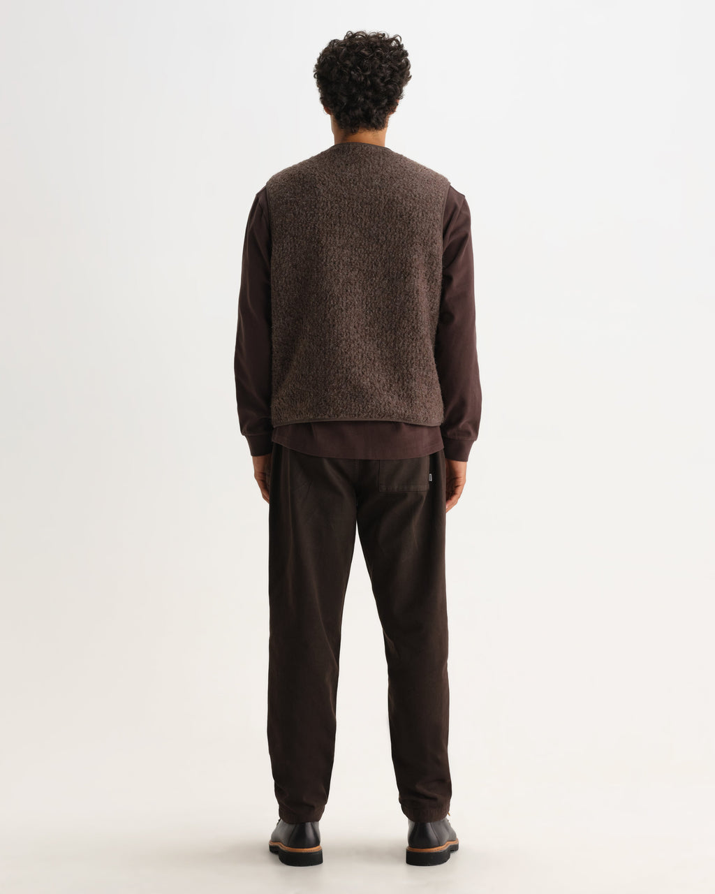 Ossian - Dusty Brown Boucle Wool Gilet