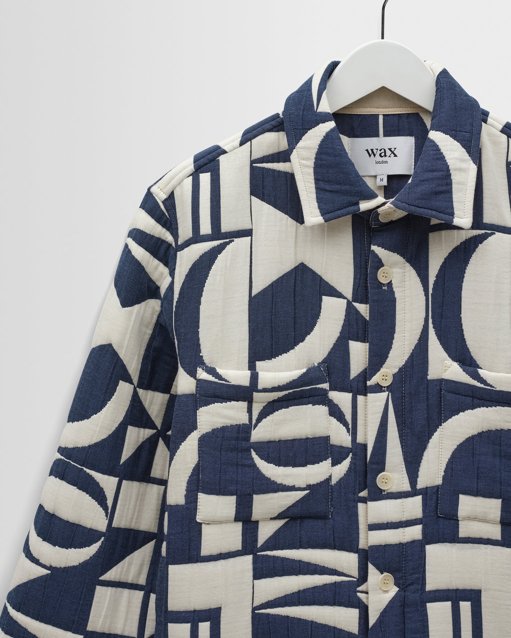 Otto - Blue And Ecru Quilted Jacquard Overshirt