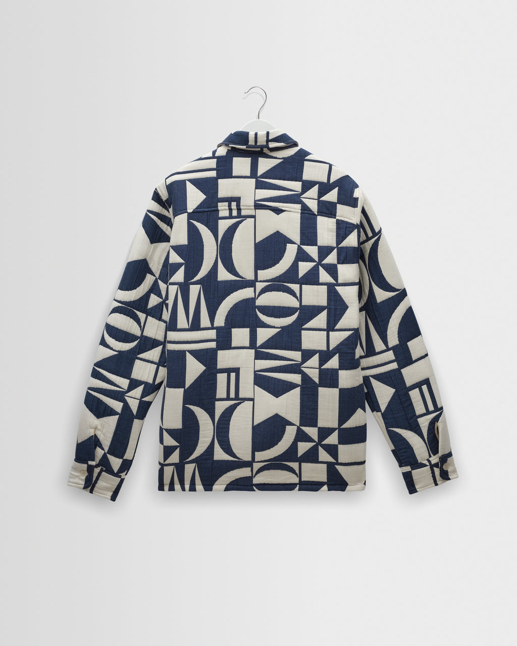 Otto - Blue And Ecru Quilted Jacquard Overshirt