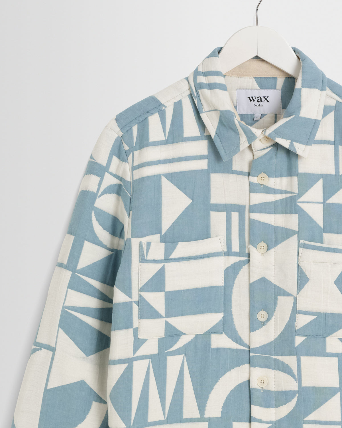Otto - Light Blue And Ecru Quilted Jacquard Overshirt