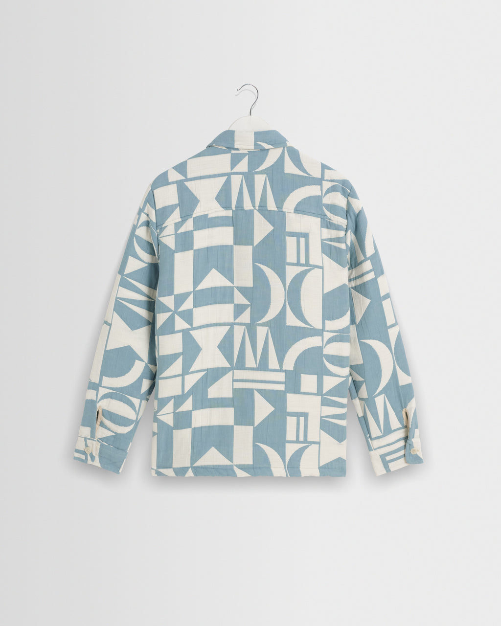 Otto - Light Blue And Ecru Quilted Jacquard Overshirt
