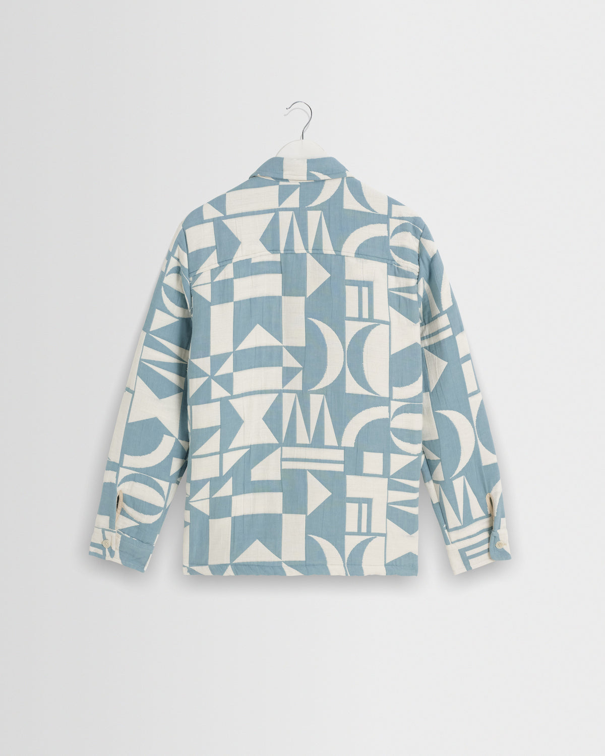 Otto - Light Blue And Ecru Quilted Jacquard Overshirt