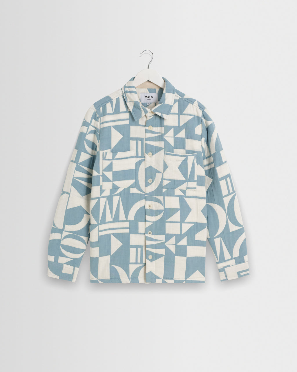 Otto - Light Blue And Ecru Quilted Jacquard Overshirt