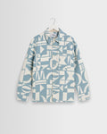 Otto - Light Blue And Ecru Quilted Jacquard Overshirt