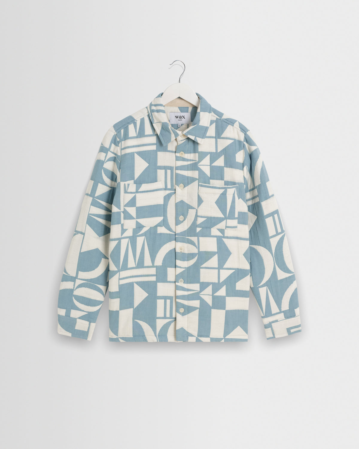 Otto - Light Blue And Ecru Quilted Jacquard Overshirt
