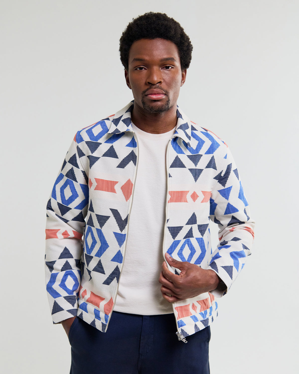 Park - Ecru And Multicolour Aztec Jacquard Jacket