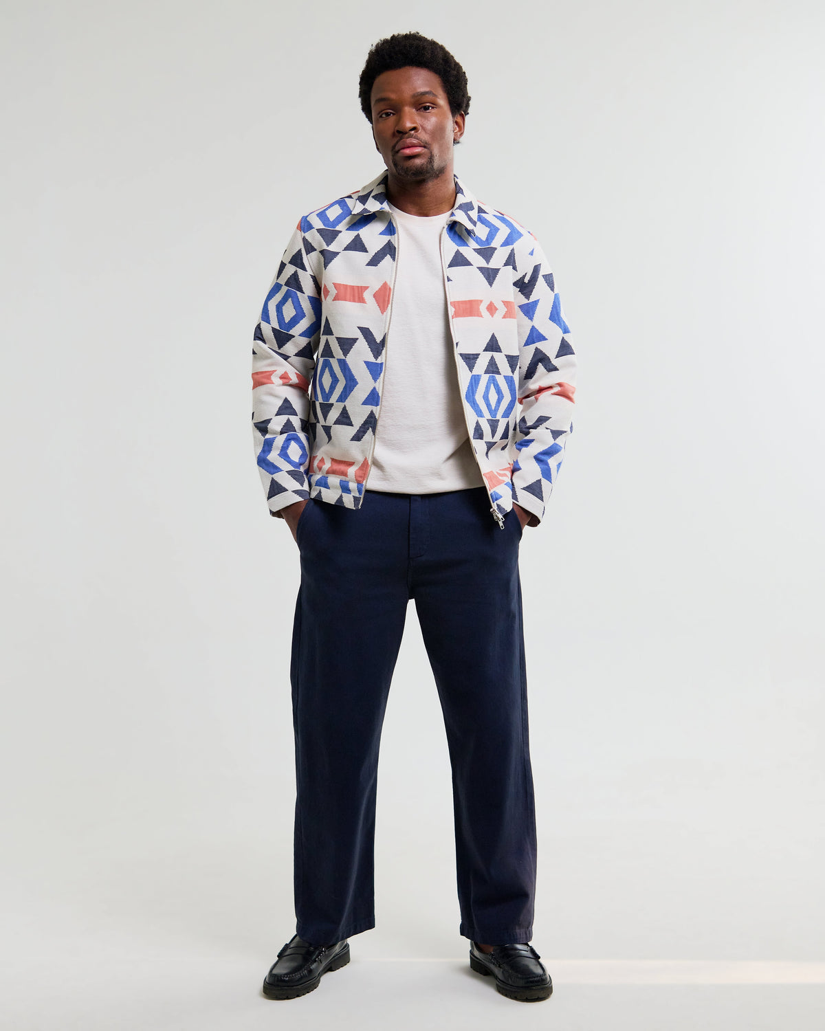Park - Ecru And Multicolour Aztec Jacquard Jacket