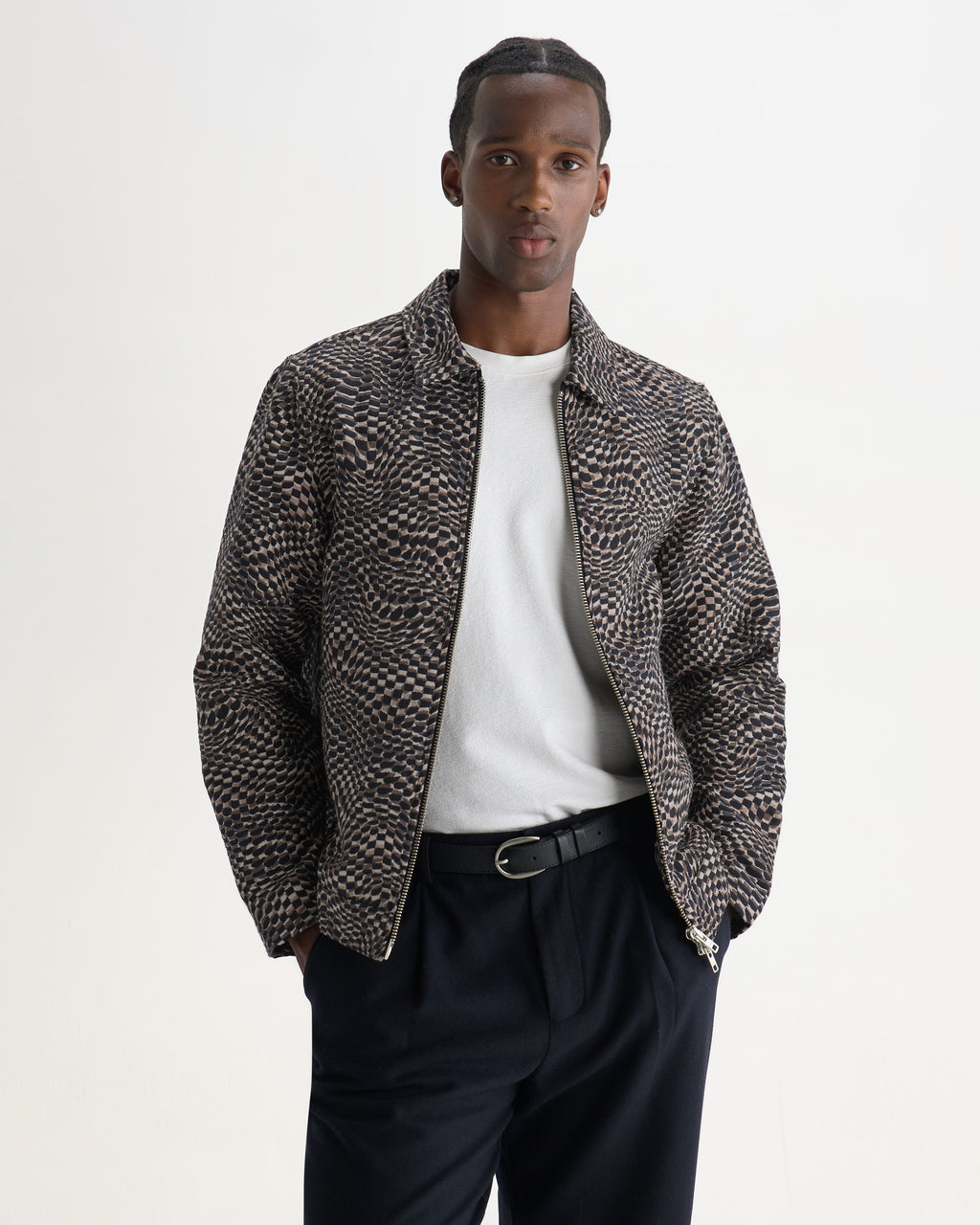 Park - Navy And Brown Wave Jacquard Jacket