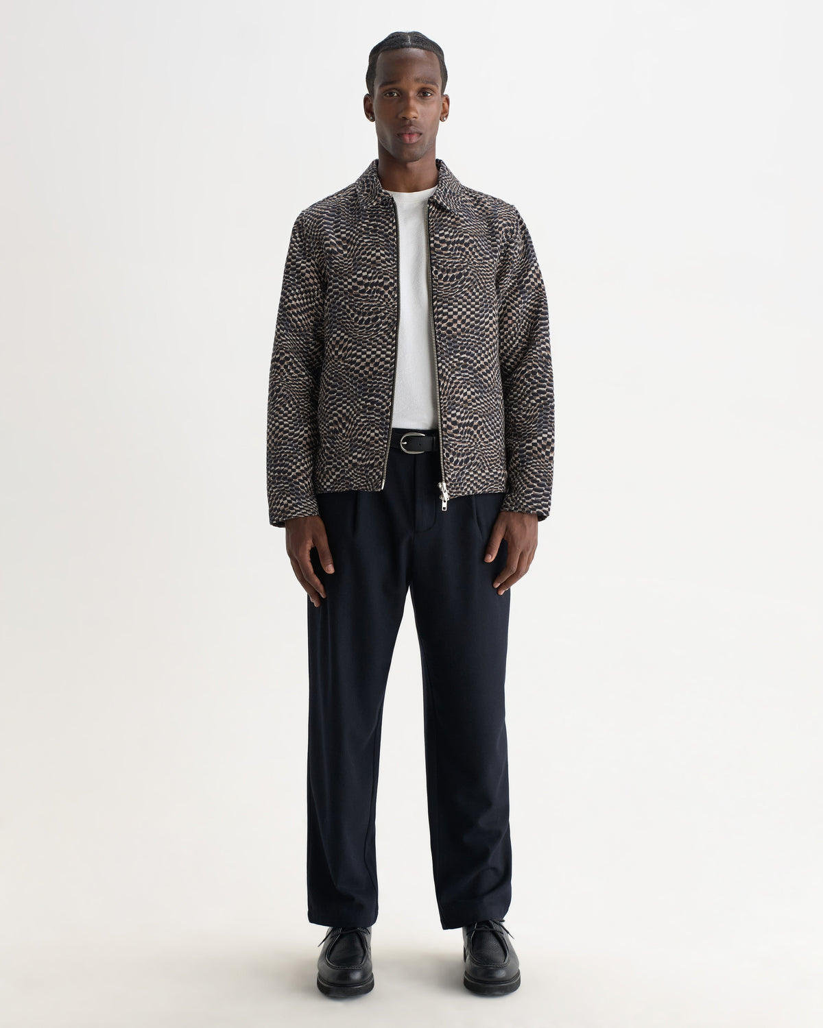 Park - Navy And Brown Wave Jacquard Jacket