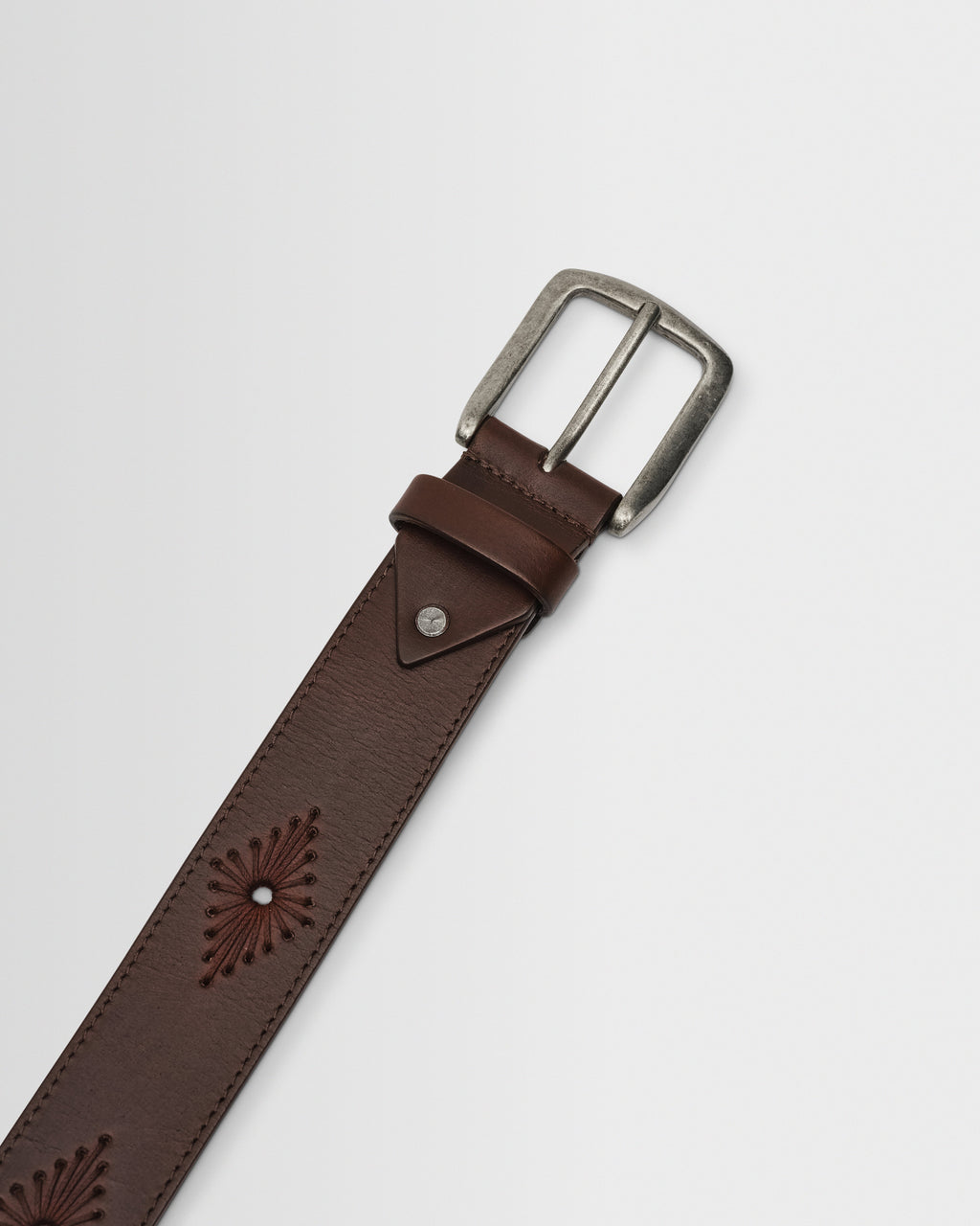 Paton - Brown Embroidered Leather Belt