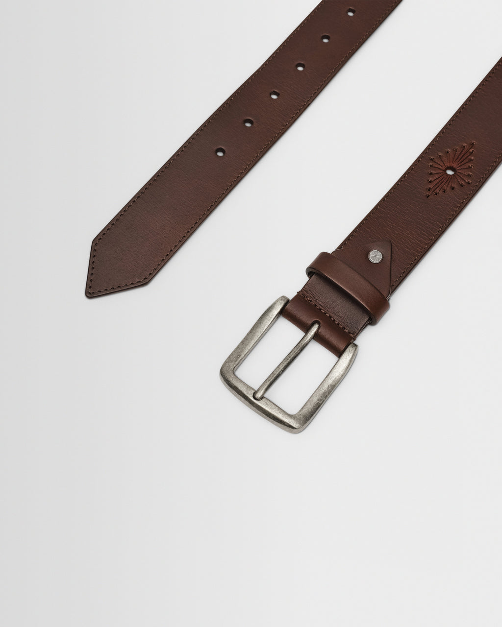 Paton - Brown Embroidered Leather Belt