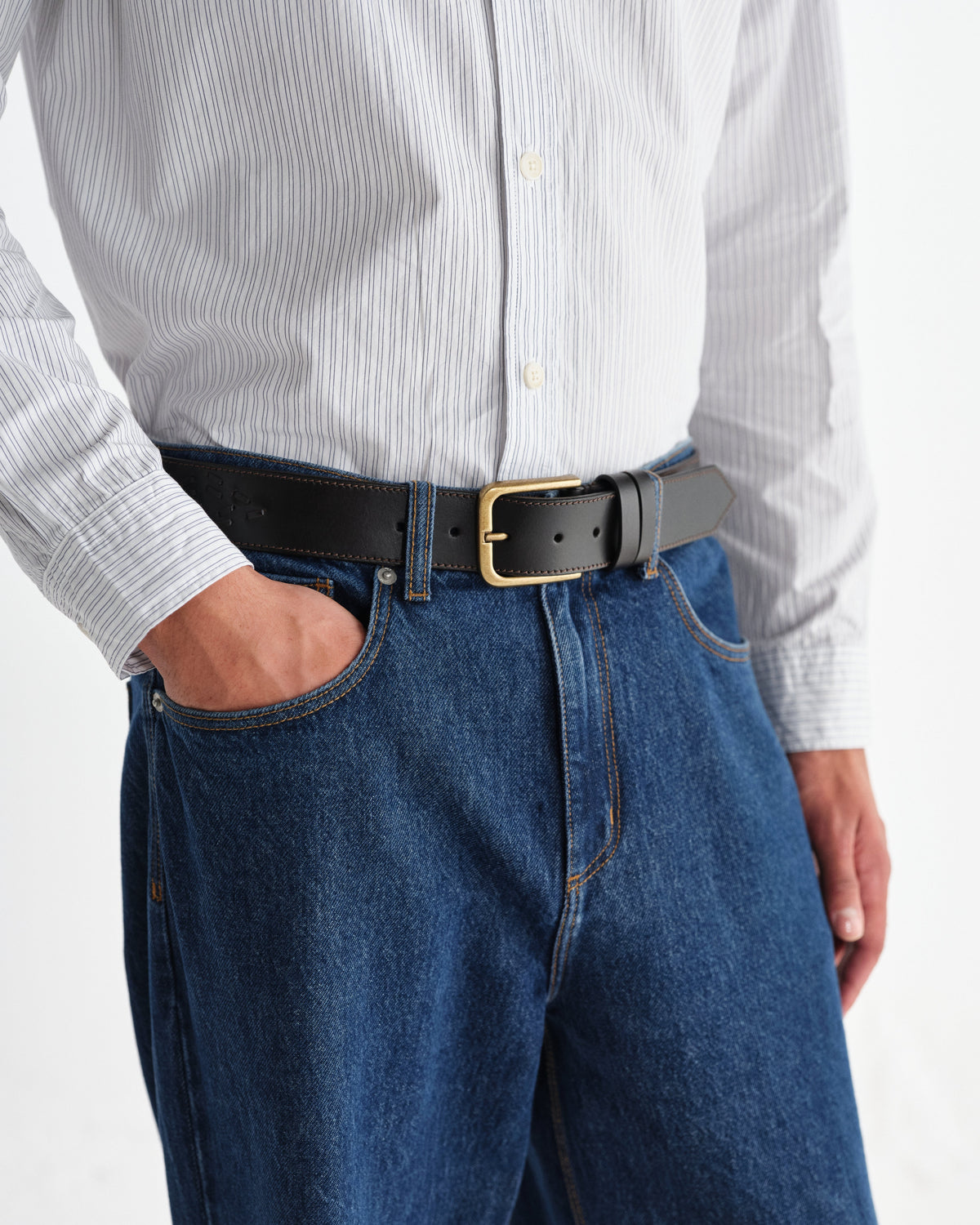 Paton - Dark Brown Embroidered Leather Belt