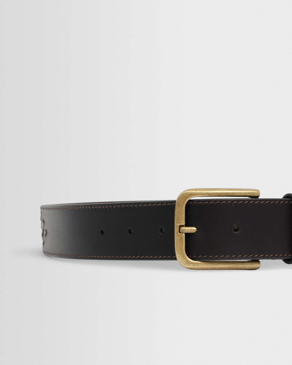 Paton - Dark Brown Embroidered Leather Belt