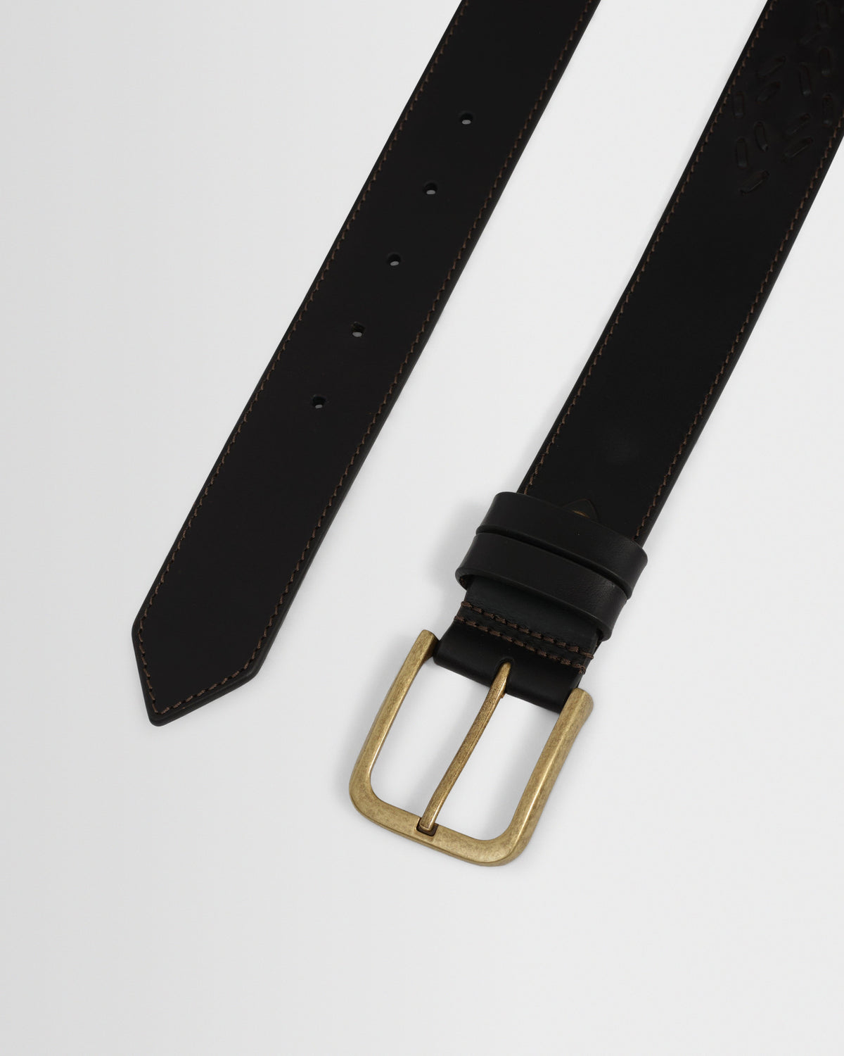 Paton - Dark Brown Embroidered Leather Belt