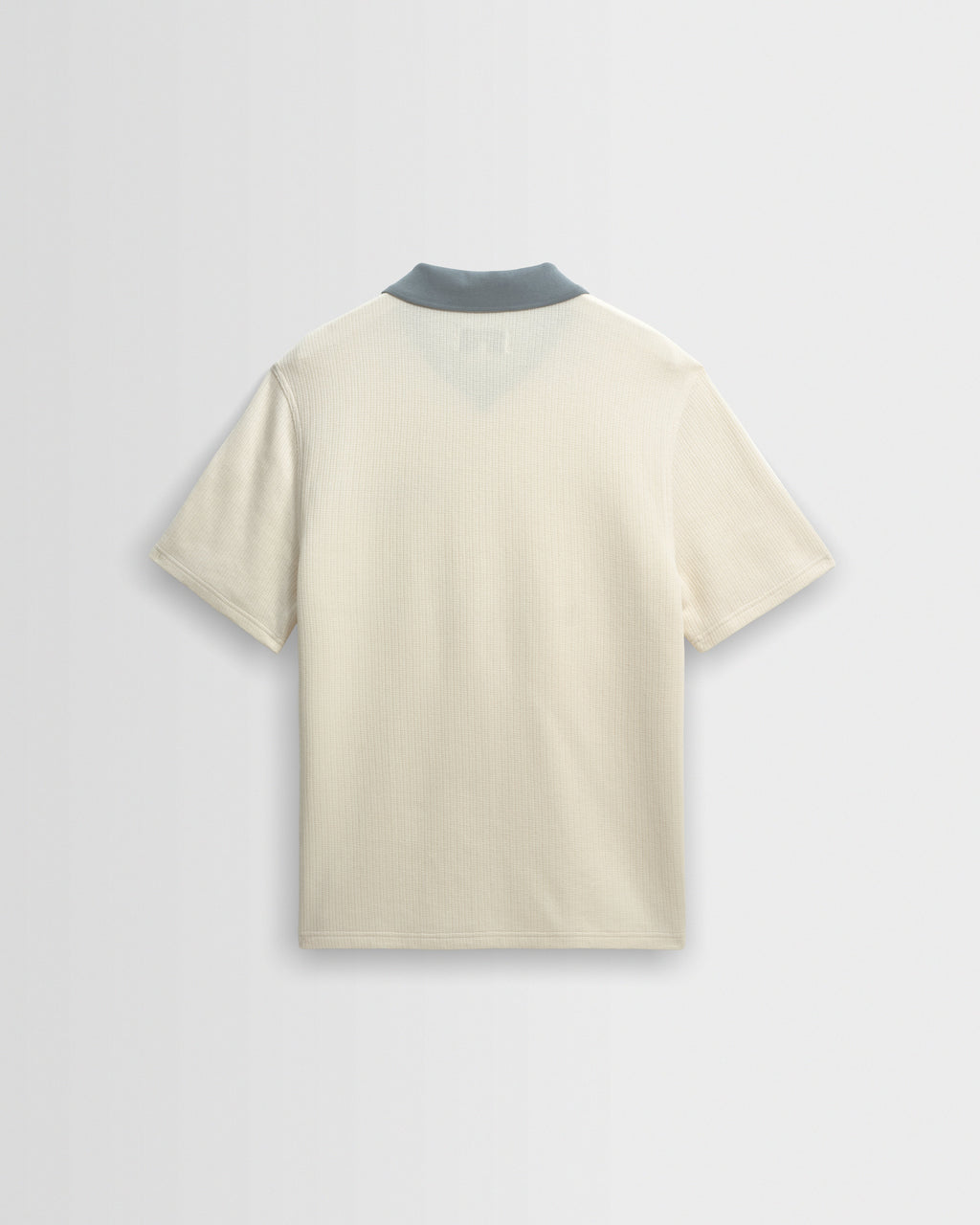 Pendal - Ecru And Blue Ribbed Organic Cotton Polo Shirt