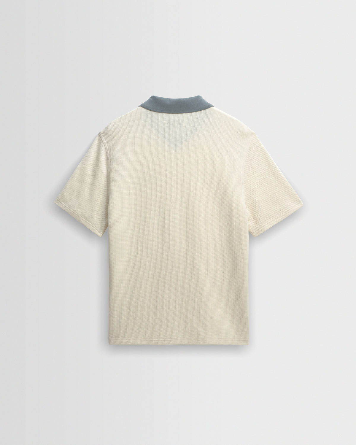 Pendal - Ecru And Blue Ribbed Organic Cotton Polo Shirt