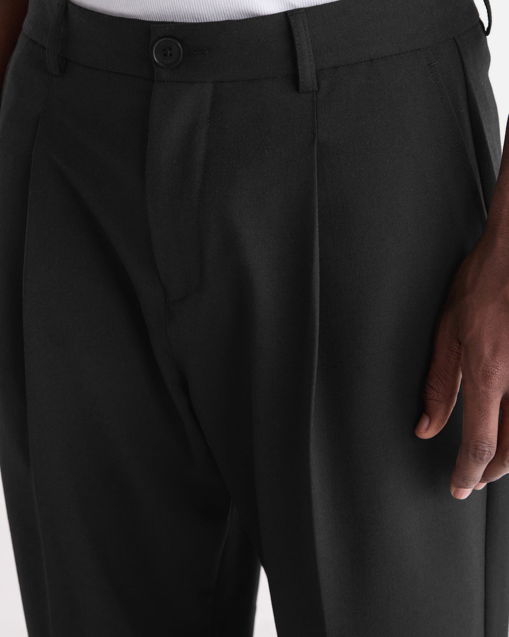 Piper - Black Wool Blend Twill Trouser