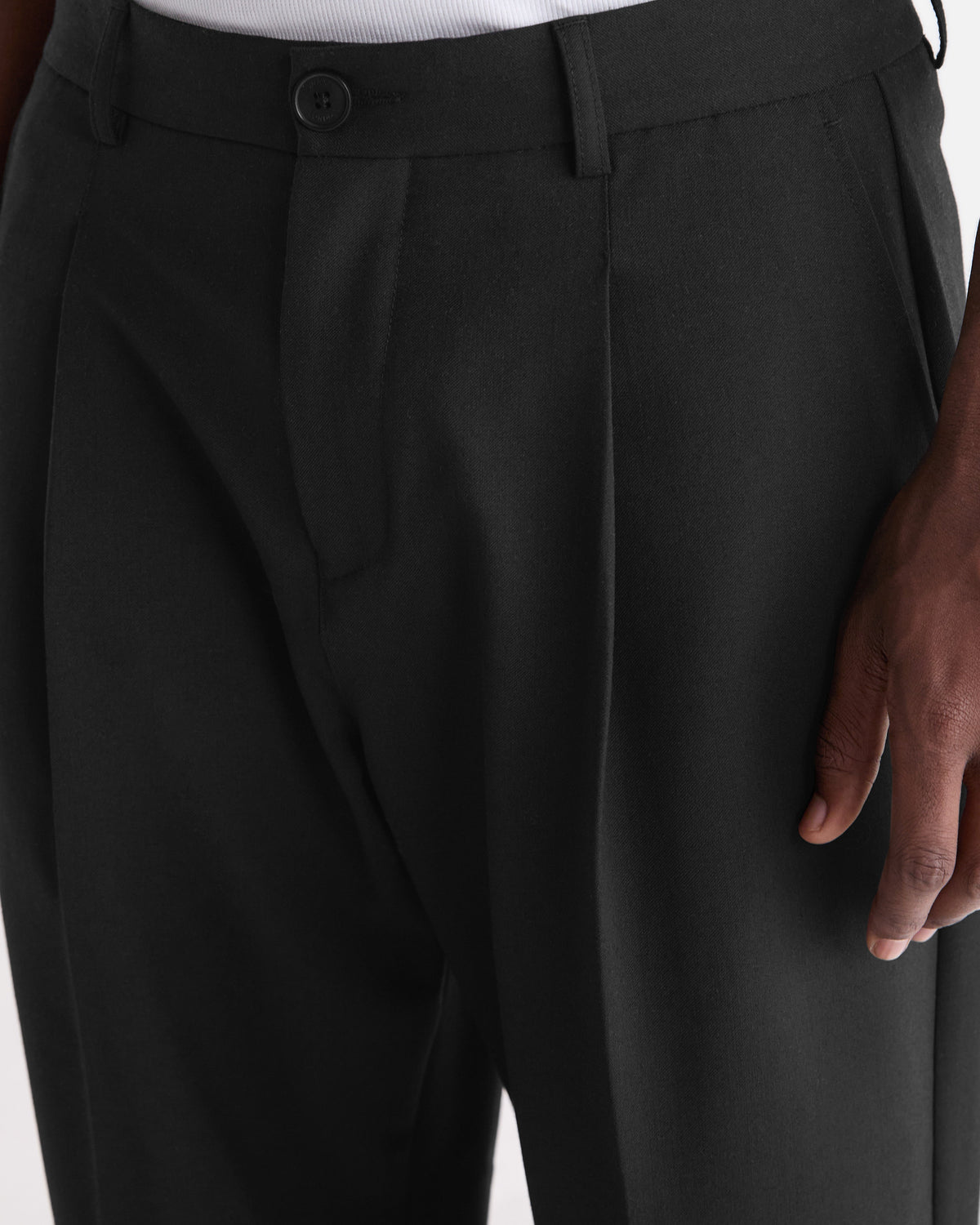 Piper - Black Wool Blend Twill Trouser