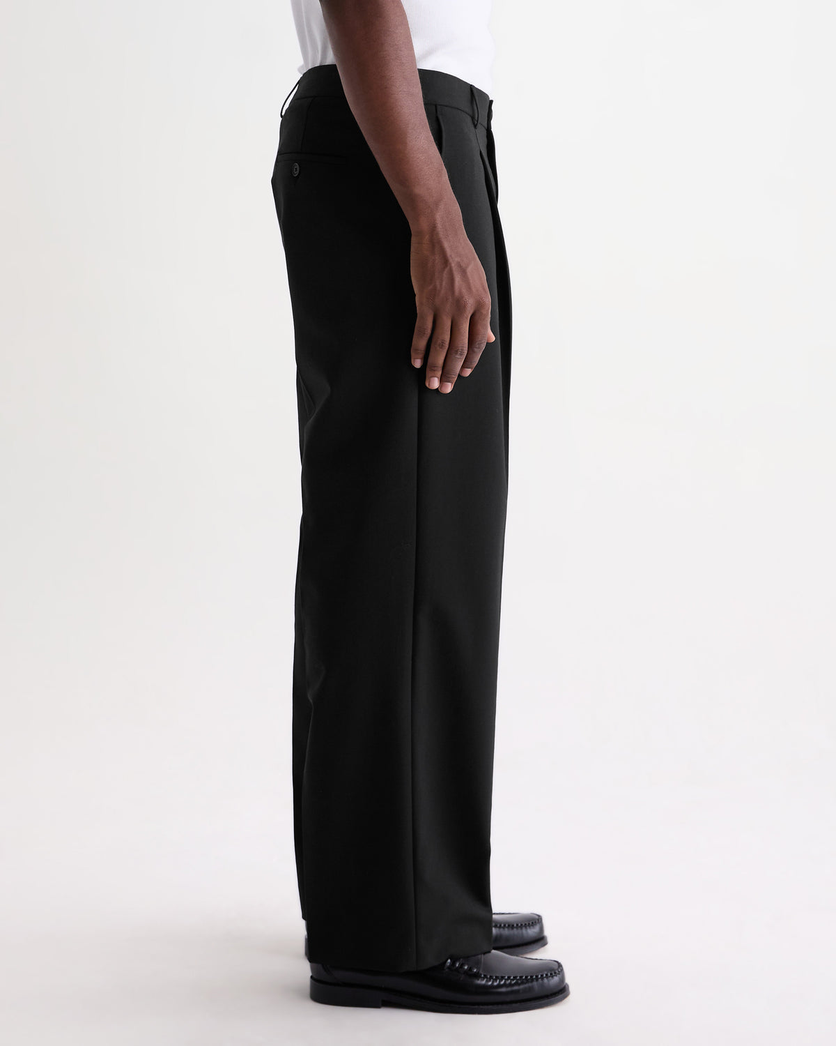 Piper - Black Wool Blend Twill Trouser