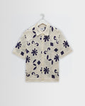 Porto - Ecru And Navy Doodle Crochet Knitted Shirt